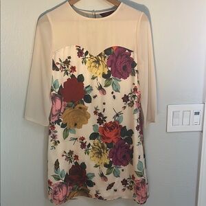 Ted Baker size 2 Floral Print Dress with 3/4 Sleeves length 33 1/2 inches